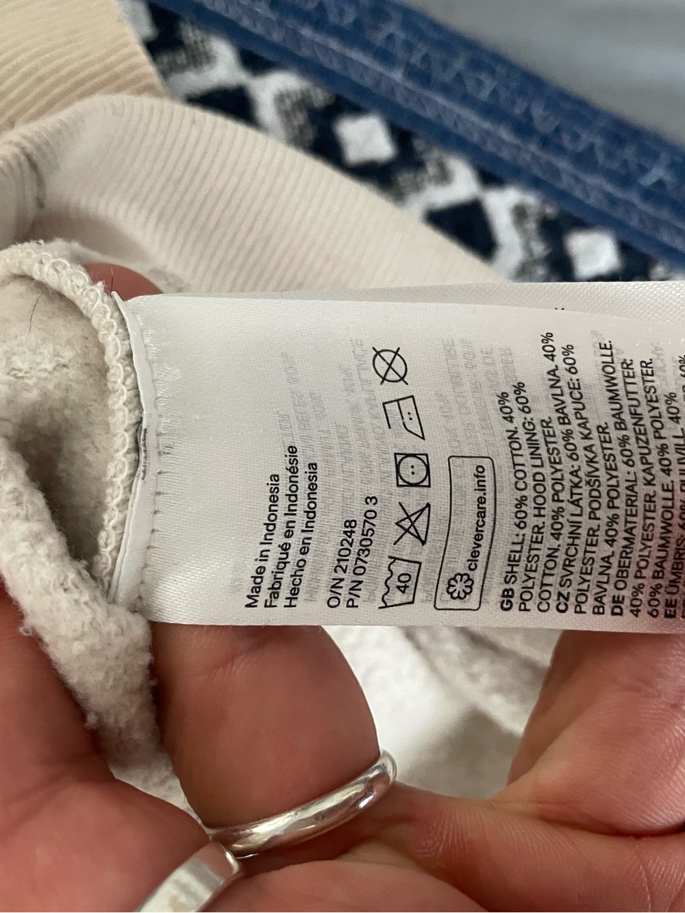 Cream cotton blend hoodie S - Picture 4 of 4